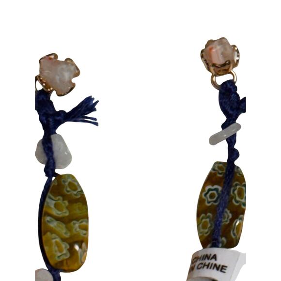 Free People Boho Glass Bead Earrings Floral Dangle Drop Artisan Jewelry NWT - Picture 3 of 5